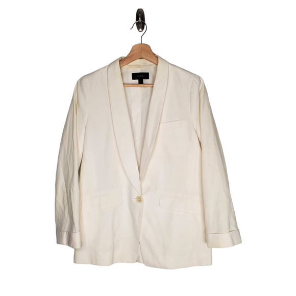 J. Crew Shawl Collar Unstructured One Button Cotton Linen Blazer H6199 Size US6